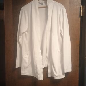 Women's White Open Front Cardigan